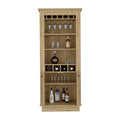 Lafayette Bar Cabinet With 4 Bottle Rack, Upper Glass Holder And Dual Door Design Beige Primary Living Space Modern Shelves Included Particle Board