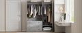 Open Wooden Wardrobe Storage For Bedroom, Gray Gray Particle Board