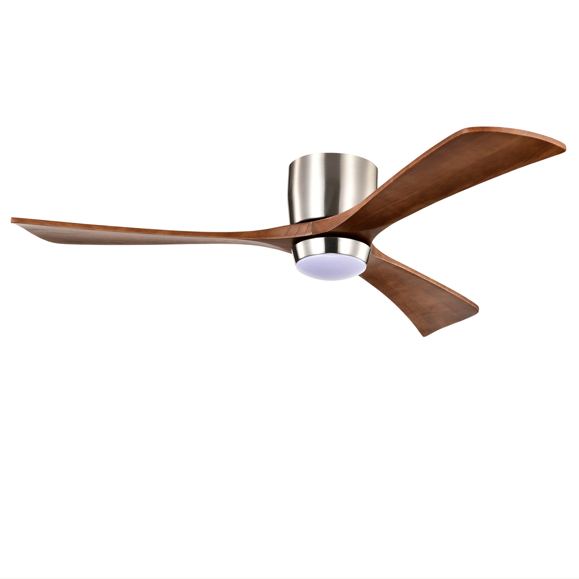 52" Ceiling Fan With Lights Remote Control,Quiet Dc Motor 3 Wood Blade Ceiling Fans 6 Speed Levels,Reversible Ceiling Fan, For Patio Living Room, Bedroom, Office,Indoor. Stain Nickel Walnut Nickel