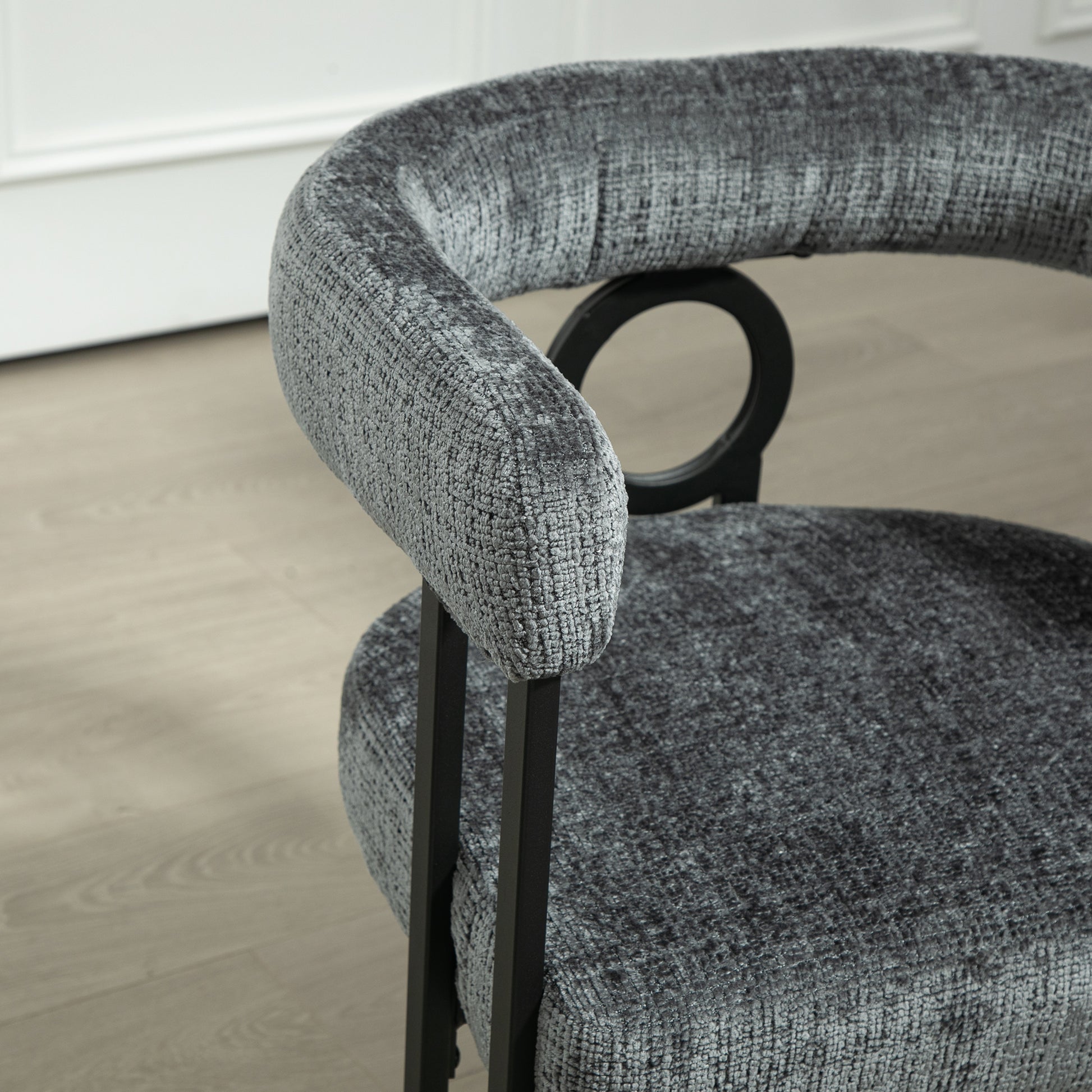 Coolmore Contemporary Designed Chenille Fabric Upholstered Accent Dining Chair Barrel Side Chairs Kitchen Armchair For Living Room Set Of 1 Gray Chenille Gray Primary Living Space Foam Chenille
