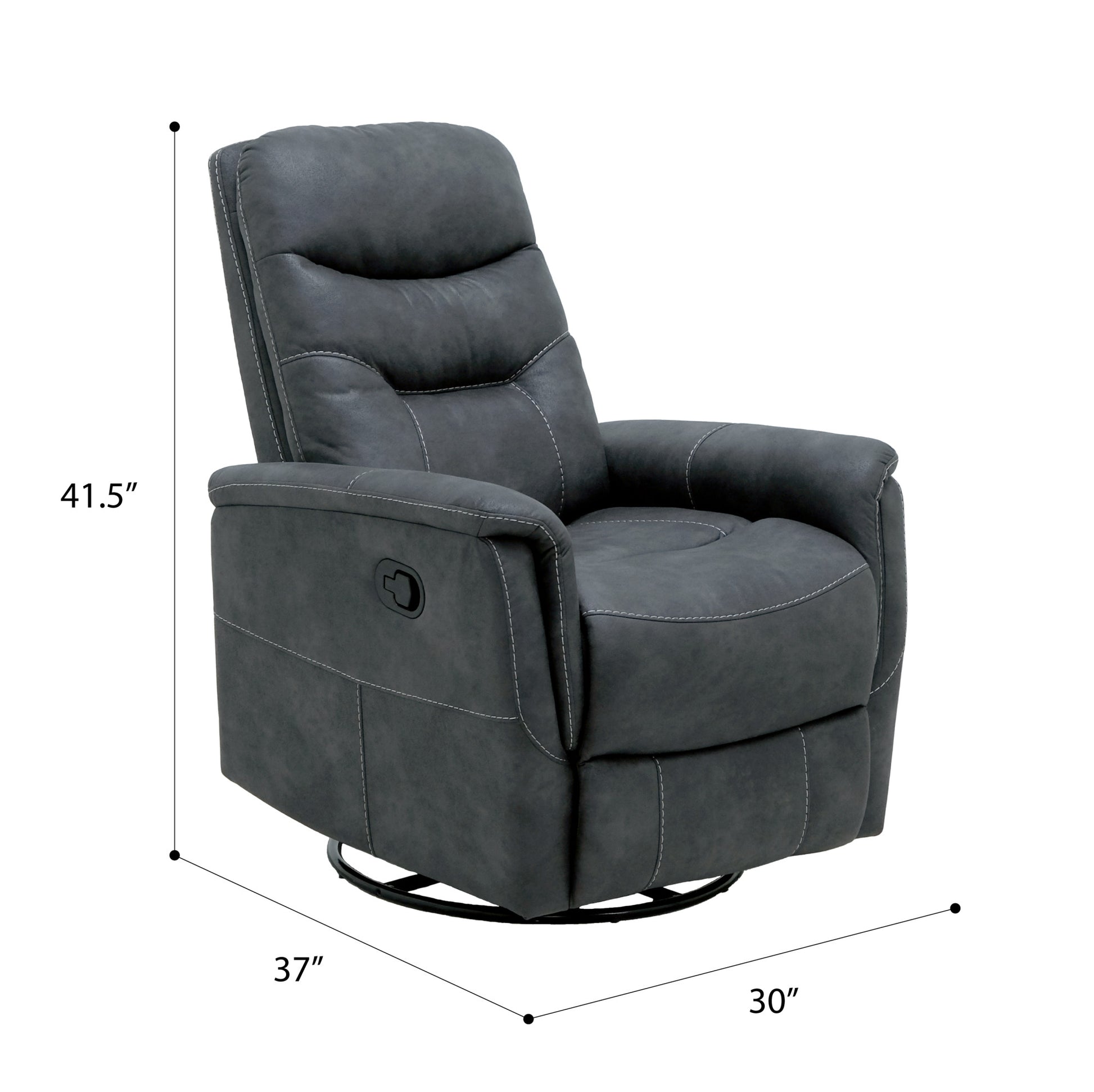 Korka Gray Swivel Gliding Recliner Dark Gray Primary Living Space Foam Engineered Wood