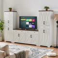Tv Cabinet Combination Multifunctional Tv Wall For Living Room, White, 100'' X 15.7'' X 78.7''. White Walnut 60 69 Inches Particle Board Mdf