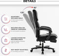 500Lbs Big And Tall Office Chair Wide Seat For Heavy People With Quiet Wheels Heavy Duty Metal Base High Back Larger Size Pu Leather Executive Office Chair With Footrest Back Reclining Alloy Steel Black Foam Faux Leather