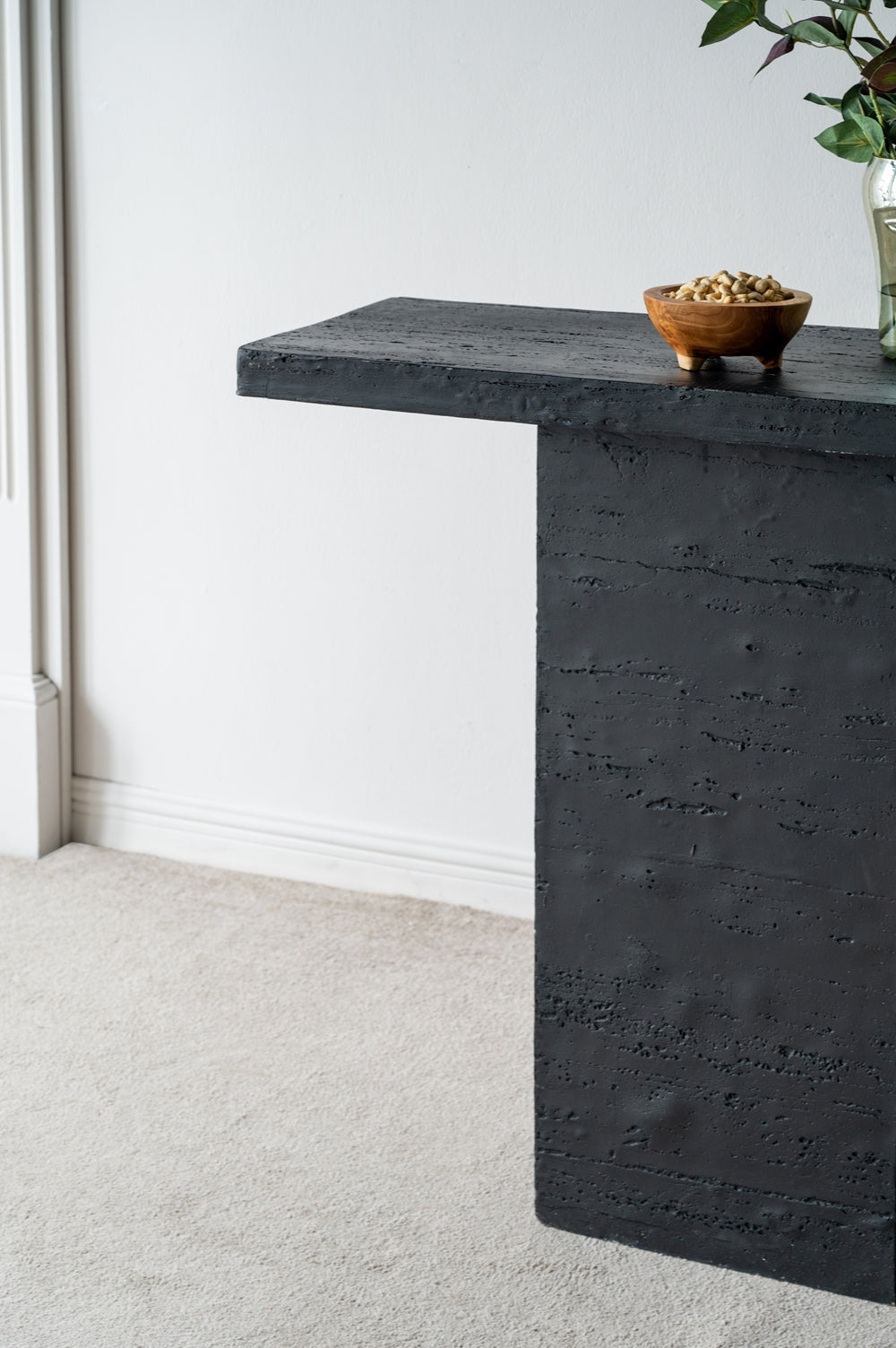 35.5X14X35.5" Black Rectangular Coffee Table With Pedestal Base Black Primary Living Space Contemporary,Industrial,Minimalist,Modern,Ultra Modern Magnesium Oxide
