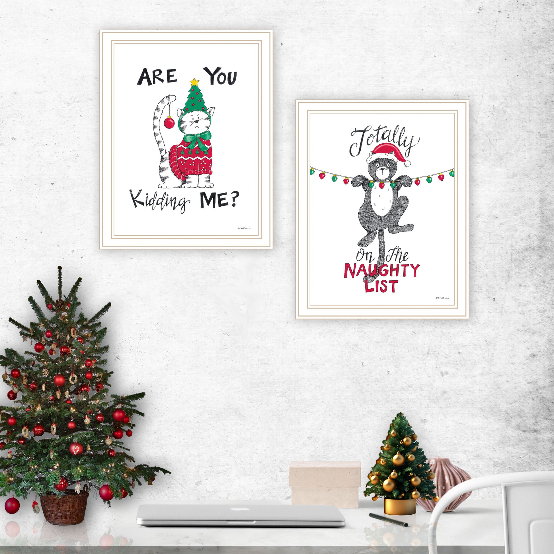 2 Piece Vignette Are You Kidding Me White Framed Wall Art For Living Room, Bedroom Wall Art Print For Home Decor By Deb Strain Multi Wood Paper