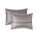7 Piece Jacquard Comforter Set Grey Taupe Cal King California King Grey Taupe Polyester