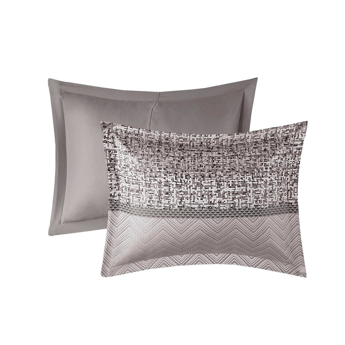 7 Piece Jacquard Comforter Set Grey Taupe Cal King California King Grey Taupe Polyester