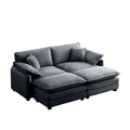 Two Seater Theater Sofa With 2 Footrest, 2 Seater Sofa With Ottoman For Small Living Spaces,Grey Corduroy Grey Corduroy 2 Seat