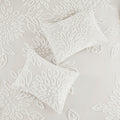 3 Piece Tufted Cotton Chenille Floral Comforter Set Off White Full Queen Full Off White Cotton