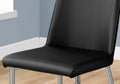 Dining Chair, Set Of 2, Side, Upholstered, Kitchen, Dining Room, Black Leather Look, Chrome Metal, Contemporary, Modern Black Foam Faux Leather