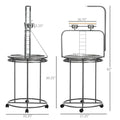 Pawhut Parrot Stand Large Bird Perch Stand With Toy Hook & 3 Ladders, Parrot Perch With Easy Grip, Bird Wooden Stand, Gray Gray Steel