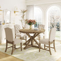 Functional Furniture Retro Style Dining Table Set With Extendable Table And 4 Upholstered Chairs For Dining Room And Living Room Natural Wood Wash Natural Wood Wash Solid Wood
