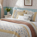 6 Piece Cotton Percale Quilt Set With Throw Pillows Yellow Full Queen Full Yellow Polyester