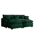 Corduroy Two Seater Sofa With 2 Footrest, 2 Seater Sofa With Ottoman For Small Living Spaces, Green Corduroy Sofa Green Corduroy 2 Seat