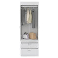 Lisboa Armoire, Rod, Double Door, Two Drawers, Metal Handles White White Bedroom Modern Particle Board