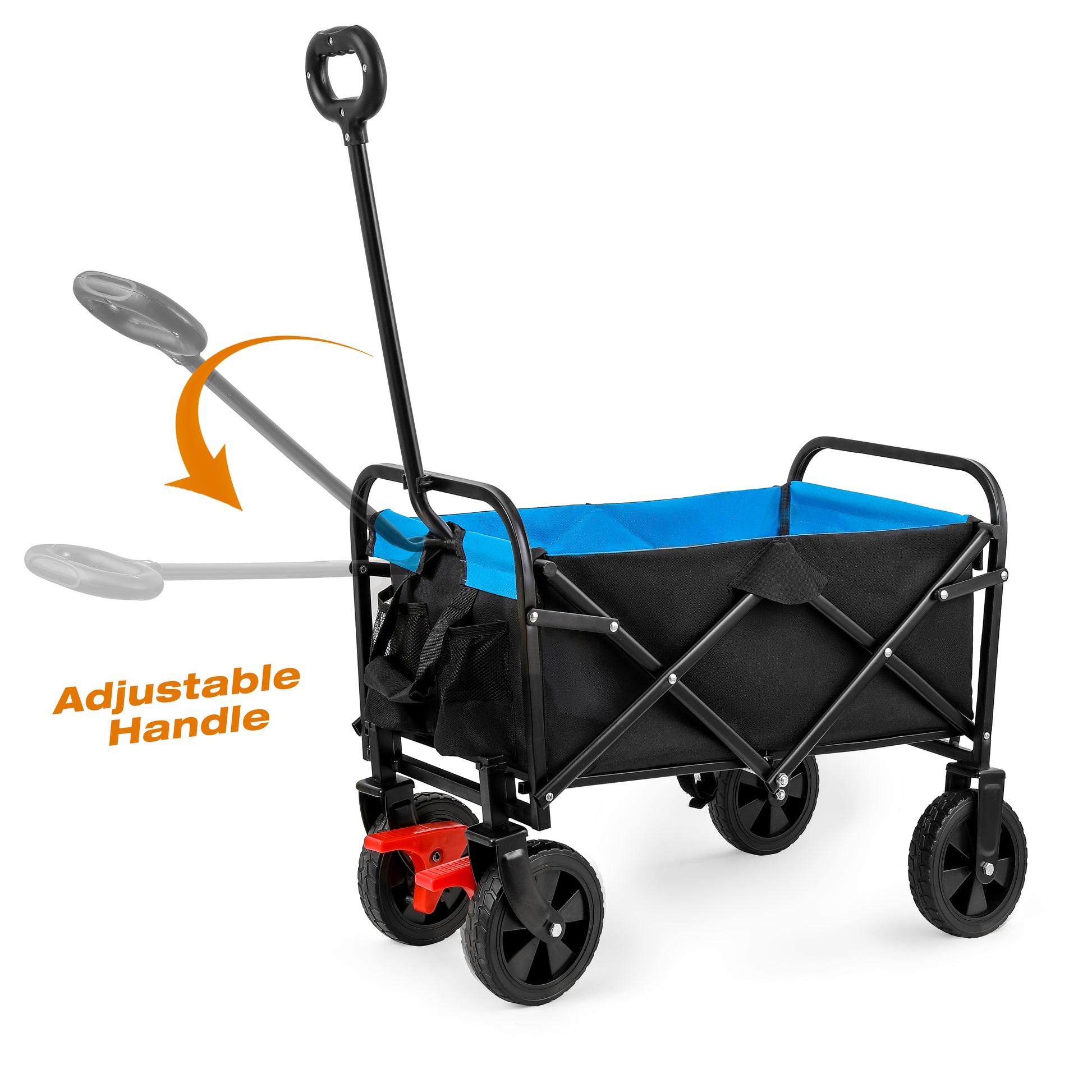Mini Folding Wagon Garden Shopping Beach Cart Black Blue Brake Black Blue Metal