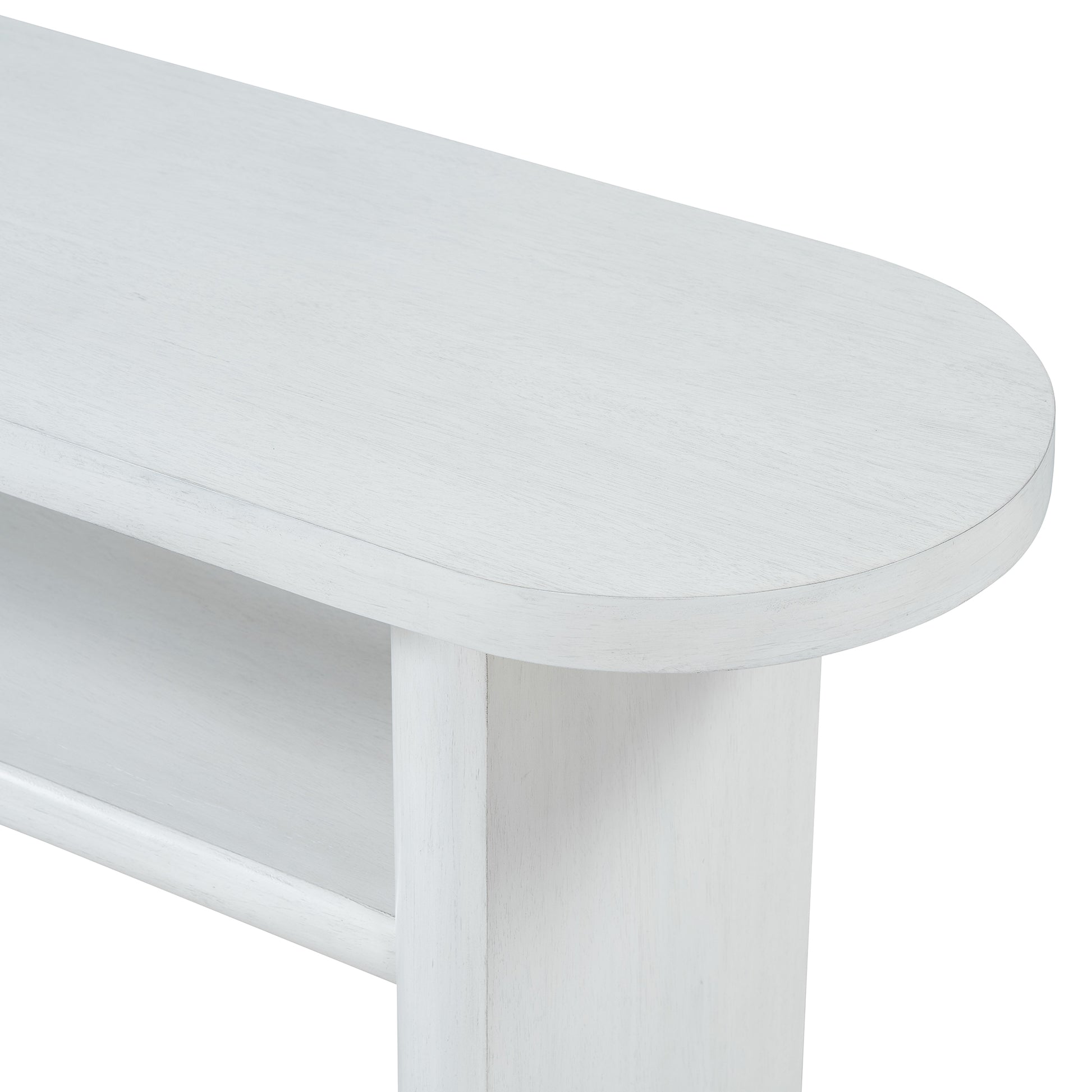 Elegant Minimalist Console Table With Rounded Edges And Sturdy Shelf Design For Entryway, Living Room Antique White Antique White Solid Wood Mdf