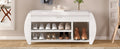 Retro Multifunctional Storage Bench With Cushion And Curved Side Panel For Entrance And Living Room Antique White Antique White Mdf
