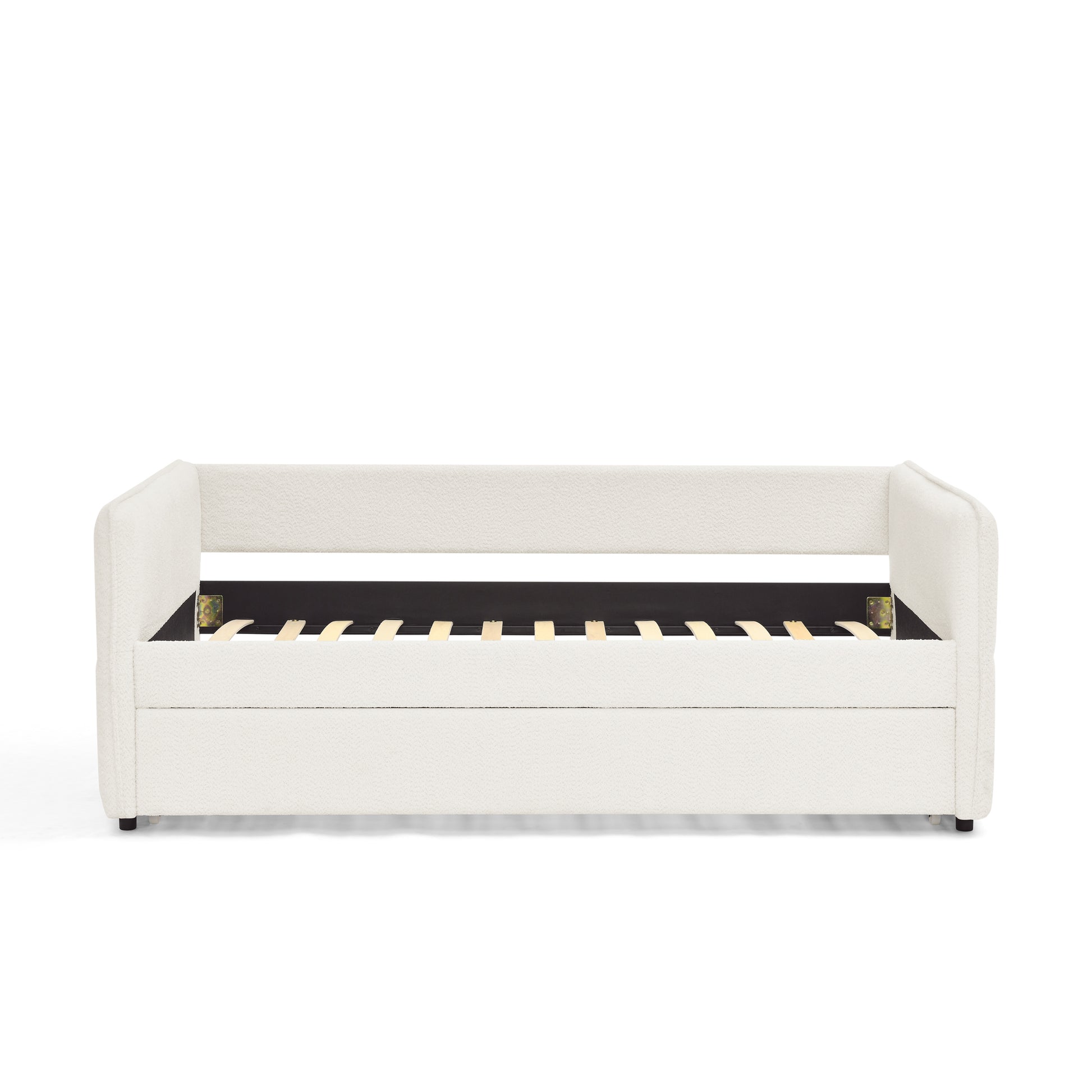 Daybed With Trundle Upholstered Tufted Sofa Bed, Twin Size, Boucle Fabric, Beige 83"X43"X29.5" Beige Boucle