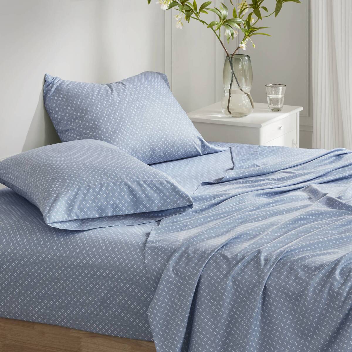 Floral Comforter Set With Bed Sheets Blue King Blue Polyester