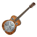 Beginner Metal Resonator Guitar, Full Size Circular Neck Traditional Resonator, Built In Preamplifier Tiger Wood