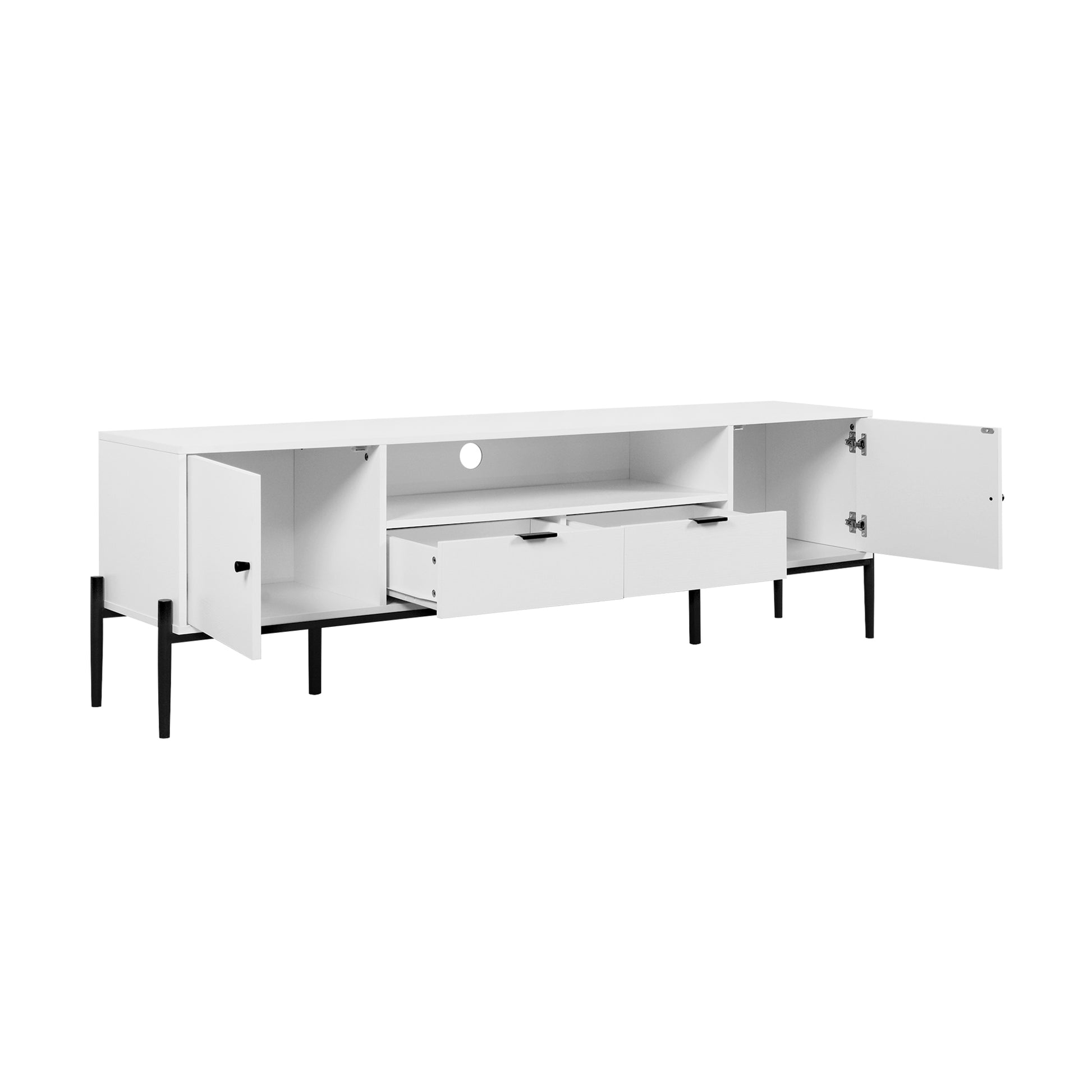 Modern Tv Console, Entertainment Center With Storage For Living Room 70.86X15.74X21.85Inch 5 Or More Spaces White Primary Living Space Particle Board