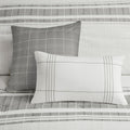 6 Piece Cotton Jacquard Oversized Comforter Set White Grey Cal King California King Grey White Cotton