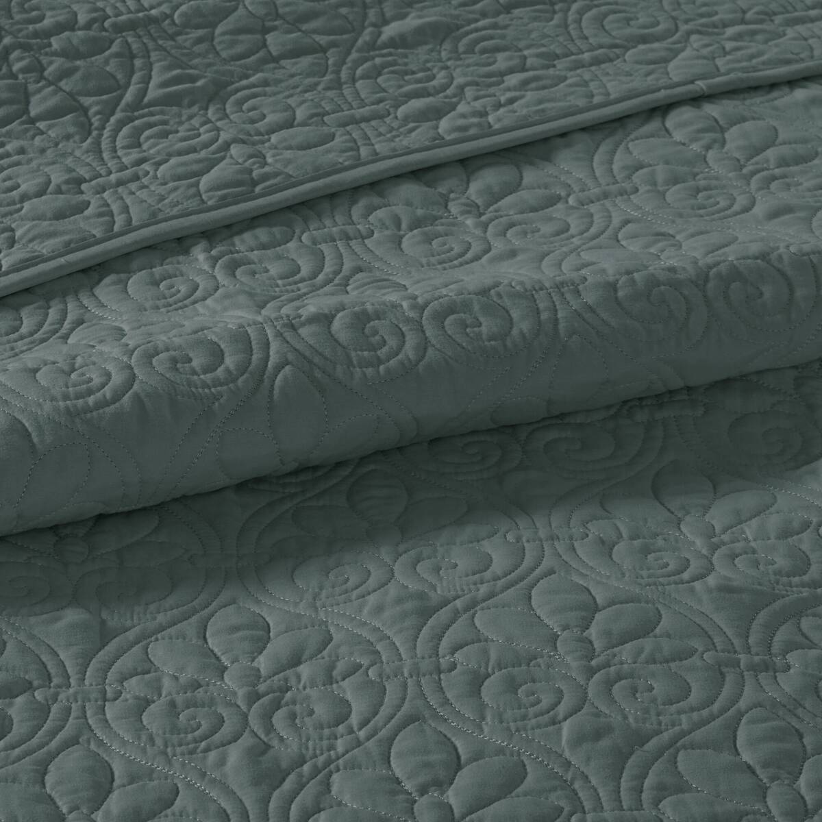 3 Piece Reversible Bedspread Set Balsam Green King Green Polyester