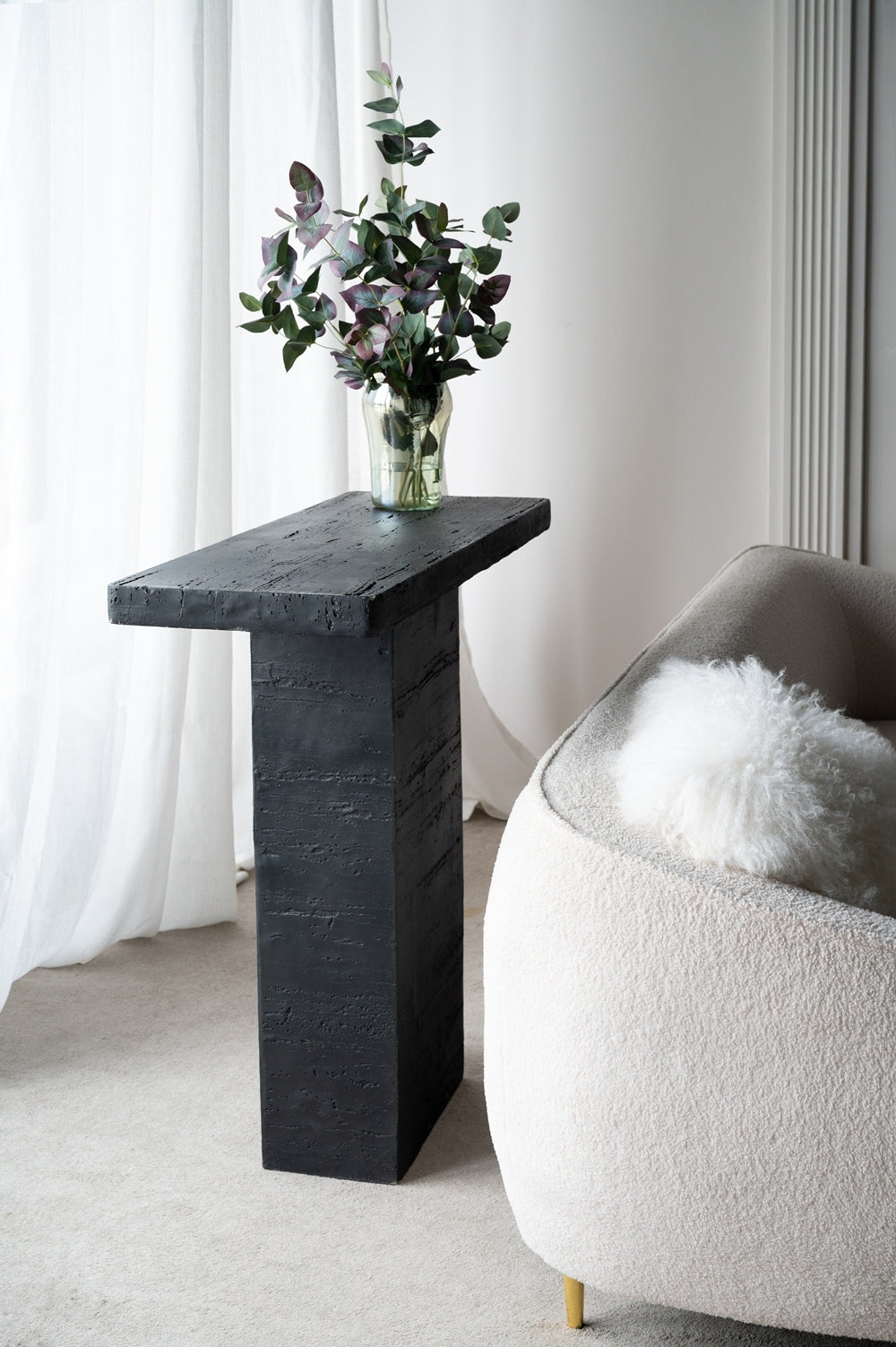 35.5X14X35.5" Black Rectangular Coffee Table With Pedestal Base Black Primary Living Space Contemporary,Industrial,Minimalist,Modern,Ultra Modern Magnesium Oxide