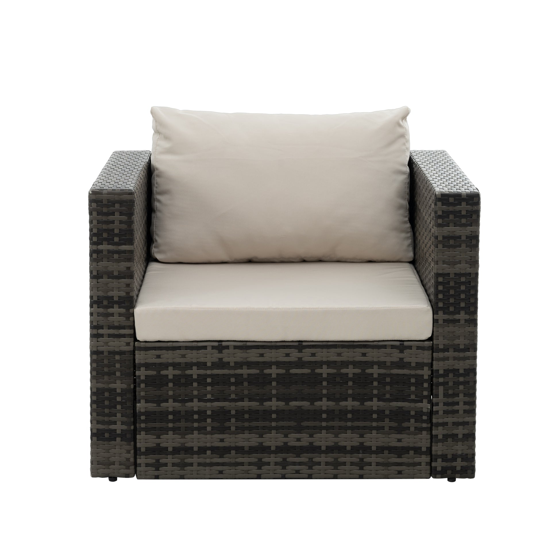 Patio Furniture, Outdoor Furniture, Seasonal Pe Wicker Furniture, 6 Set Wicker Furniture With Tempered Glass Coffee Table Dark Gray Seats 4 Pe Rattan Iron Waterproof Fabric