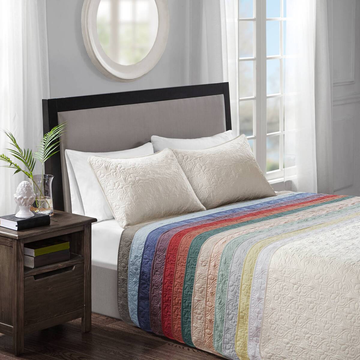 3 Piece Reversible Quilt Set Clay Red King Cal King Red Polyester