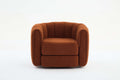 Swivel Accent Barrel Chair, Modern Round Armchairs With Upholstered, Comfy Swivel Accent Chair For Living Room Brown Teddy