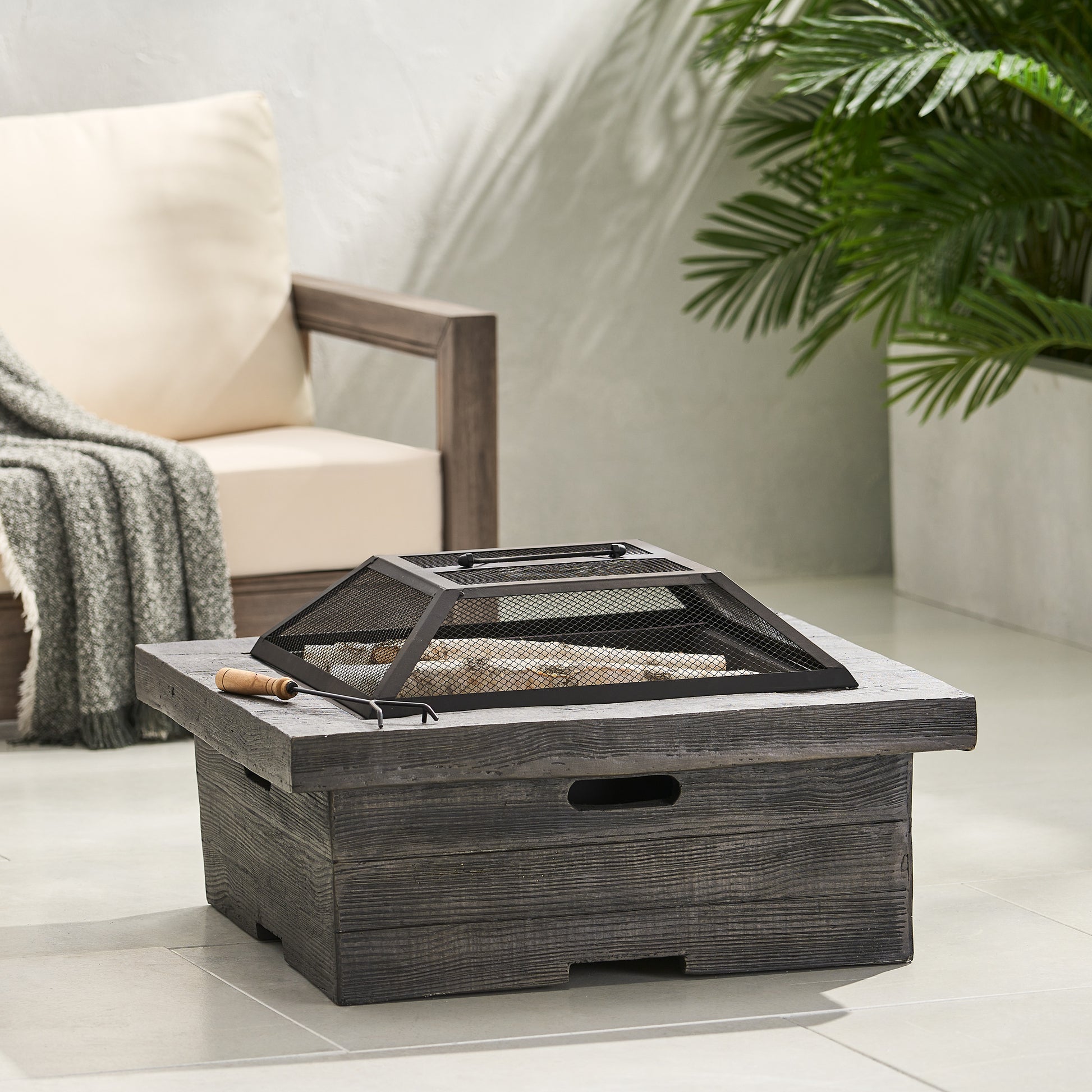 Mgo 29 Square Wood Burning Fire Pit Grey Magnesium Oxide