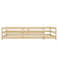 Twin Size Floor Bed, Montessori Floor Bed With Fence, Kids Montessori Bed Twin Size, Wood Montessori Floor Bed For Kids, Girls, Boys Natural Natural Wood Metal