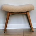 Solid Wood Boucle Cream Curved Bench Beige Cream Light Brown Cotton Wood Cotton Or Cotton Blend Primary Living Space Beige Modern Mango Boucle,Cotton,Solid Wood,Upholstered