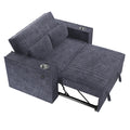 Dark Gray Corduroy Upholstered 2 Seat Sofa W Cup Holders Sleeper Couch 1Pc Convertible Sofa W Usb Dark Gray Wood Primary Living Space Cushion Back Contemporary,Modern,Transitional Rubberwood Square