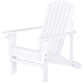 Outsunny Wooden Adirondack Chair, Outdoor Patio Lawn Chair With Cup Holder, Weather Resistant Lawn Furniture, Classic Lounge For Deck, Garden, Backyard, Fire Pit, White White Wood
