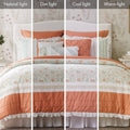 9 Piece Cotton Percale Comforter Set Coral King King Coral Polyester