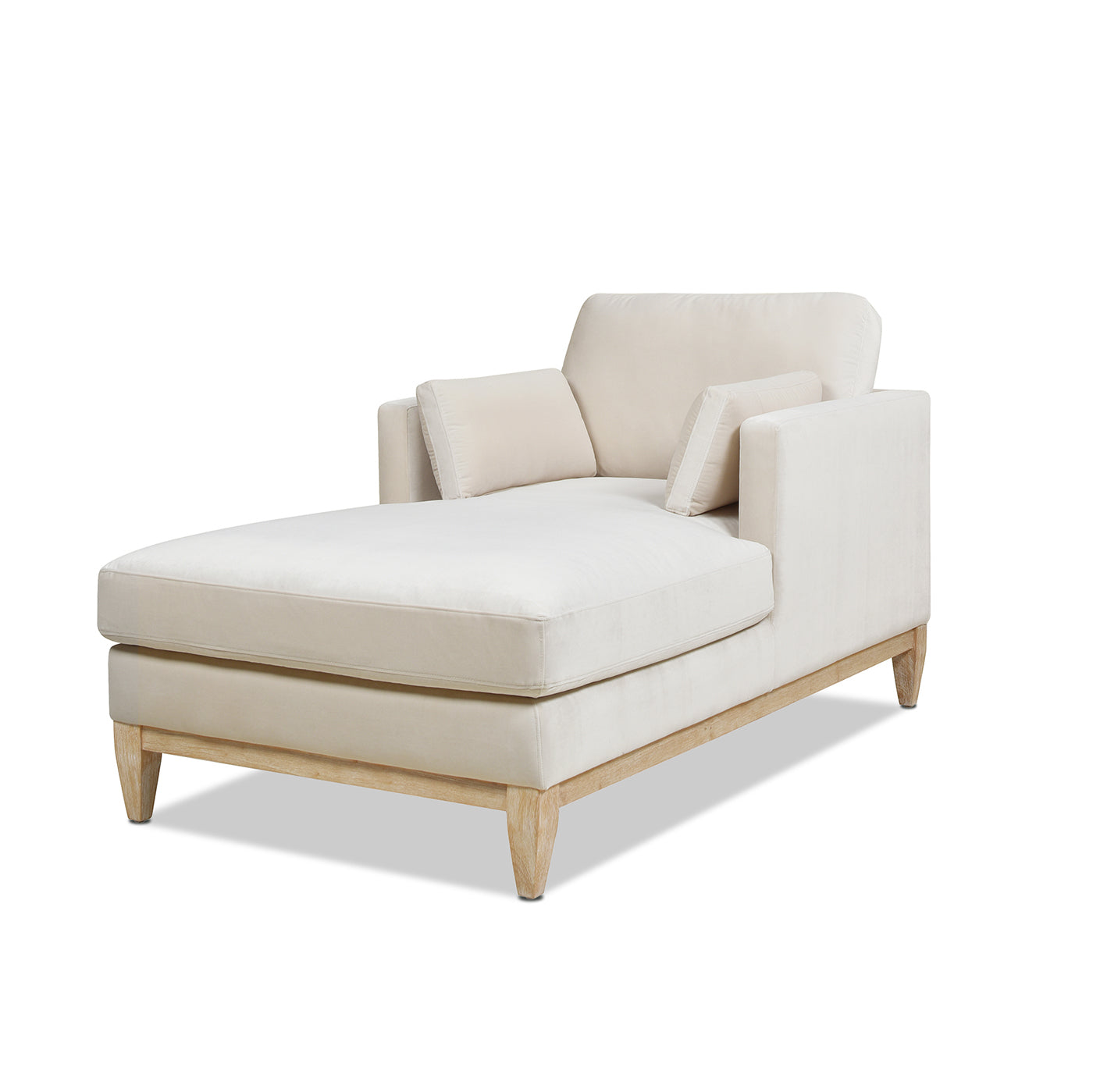 Knox 65" Modern Farmhouse Chaise Lounge Chair, French Beige Performance Velvet Beige Foam Velvet