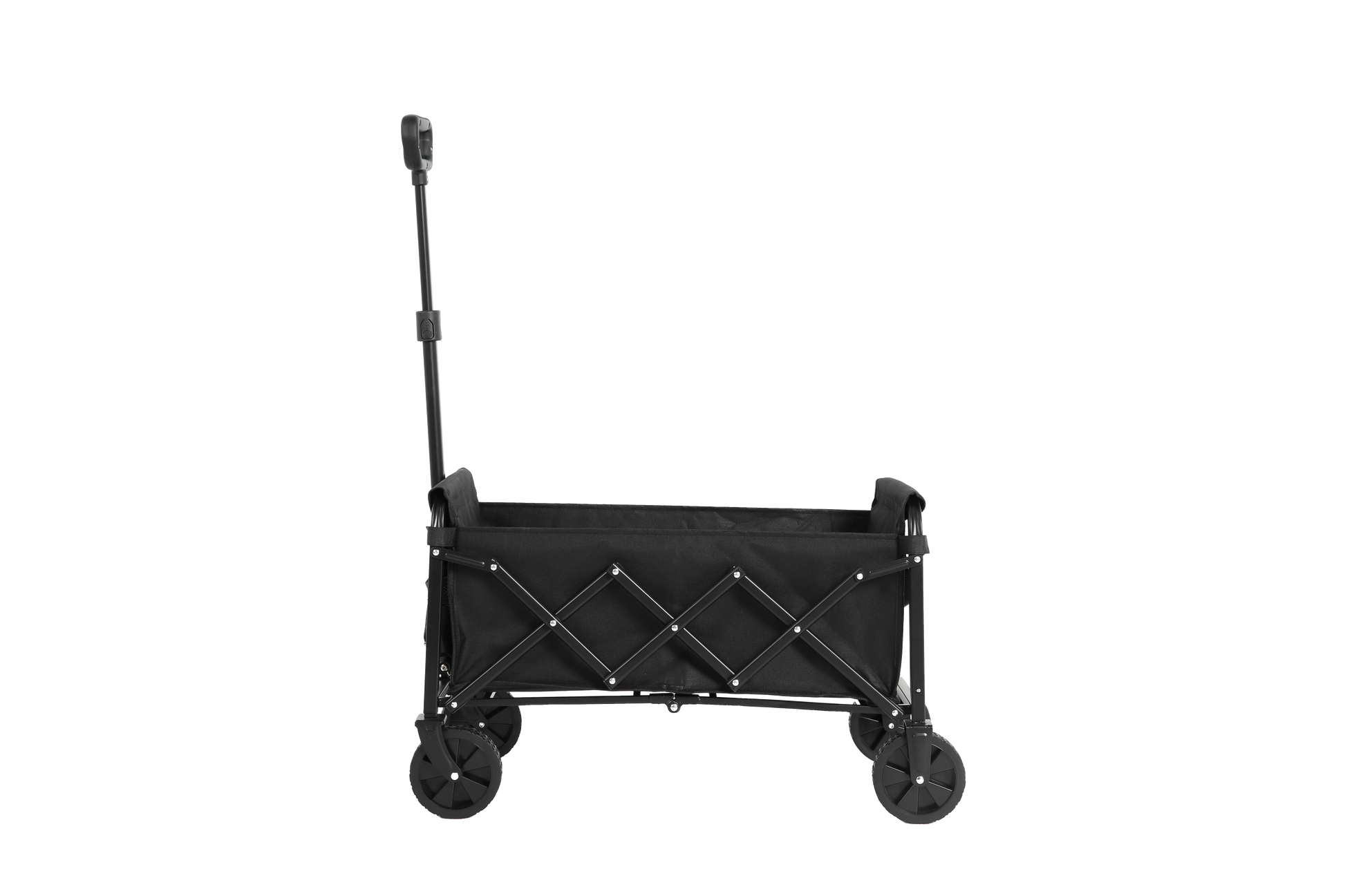 Lightweight Portable Heavy Duty Folding Beach Wagons With Wheels Outdoor Utility Carts For Grocery, Camping, Shopping, Sports, Garden With Large Capacity Black Black Steel