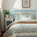 6 Piece Cotton Percale Quilt Set With Throw Pillows Aqua King Cal King King Aqua Polyester