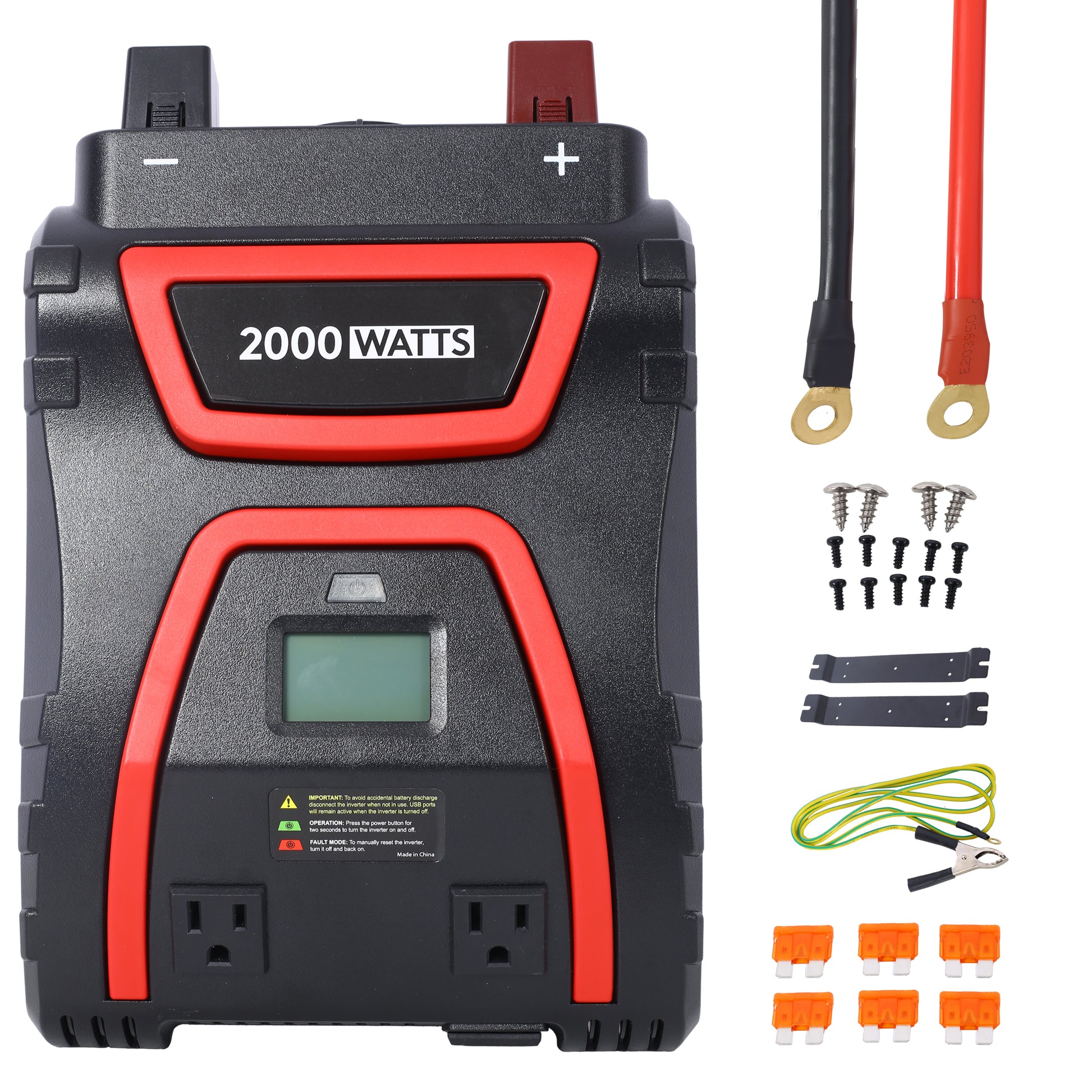2000 Watts Power Inverter Modified Sine Wave Car Led Displayportable Ac Power Emergencies, Job Sites, Trucks Boats Off Grid Rv Camping,12V To 115 Volts Etl Approved Black Plastic