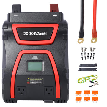 2000 Watts Power Inverter Modified Sine Wave Car Led Displayportable Ac Power Emergencies, Job Sites, Trucks Boats Off Grid Rv Camping,12V To 115 Volts Etl Approved Black Plastic