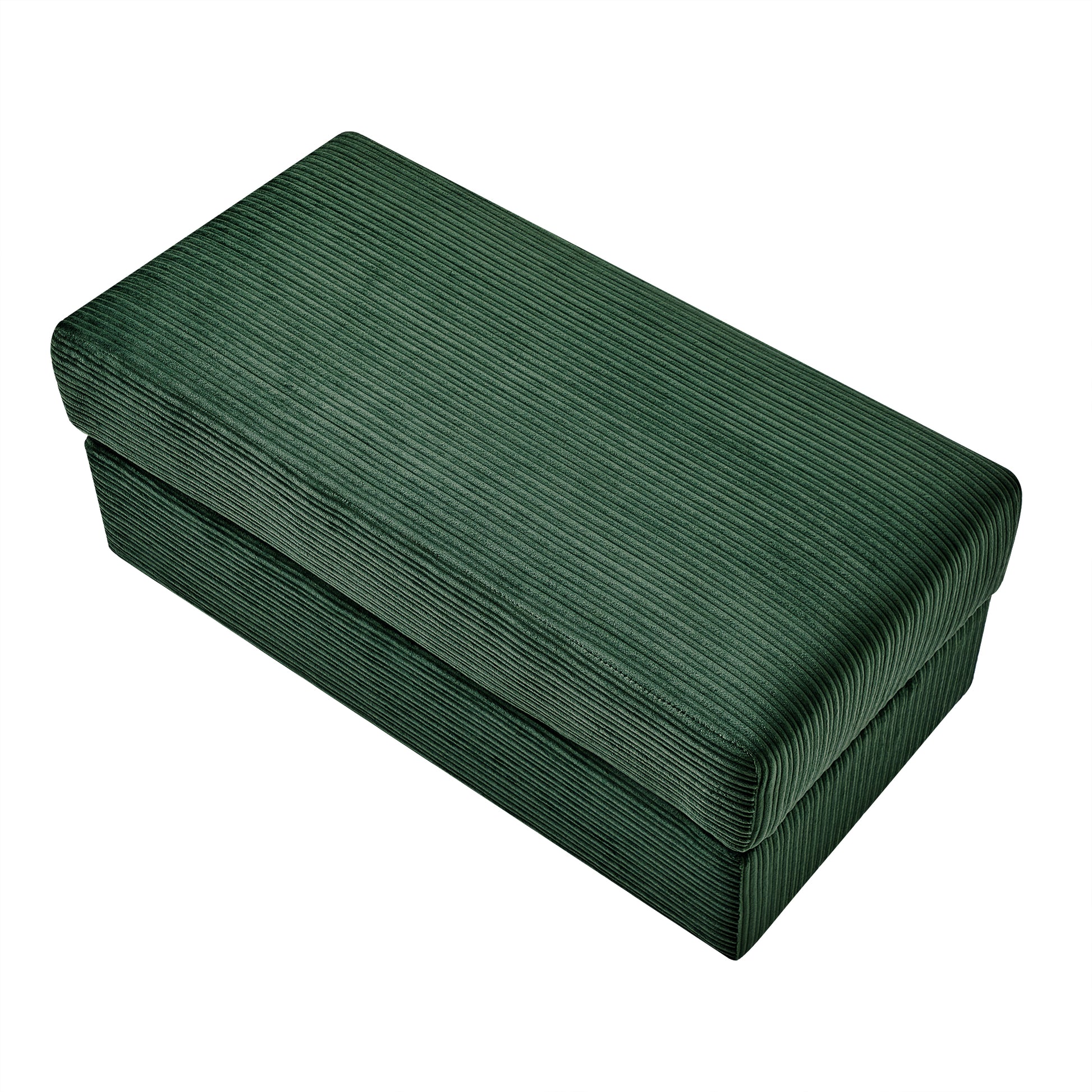 72.8" Modern Style Loveseat Sofa Sectional Sofa Couch With Storage Space, A Movable Ottoman, Two Usb Ports, Two Cup Holders, A Phone Holder For Living Room, Green Green Foam Corduroy 3 Seat