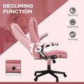Homcom High Back Vibration Massage Office Chair With 6 Vibration Points, Heated Reclining Pu Leather Computer Chair With Armrest And Remote, Pink Pink Pu