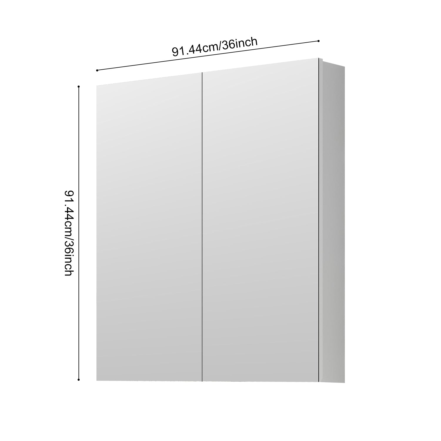 36'' W X 36'' H Bathroom Mirror Medicine Cabinet Wooden Door Medicine Cabinets For Bathroom, Wall Mounted Recessed Or Surface, Bathroom Mirror With Storage White Engineered Wood