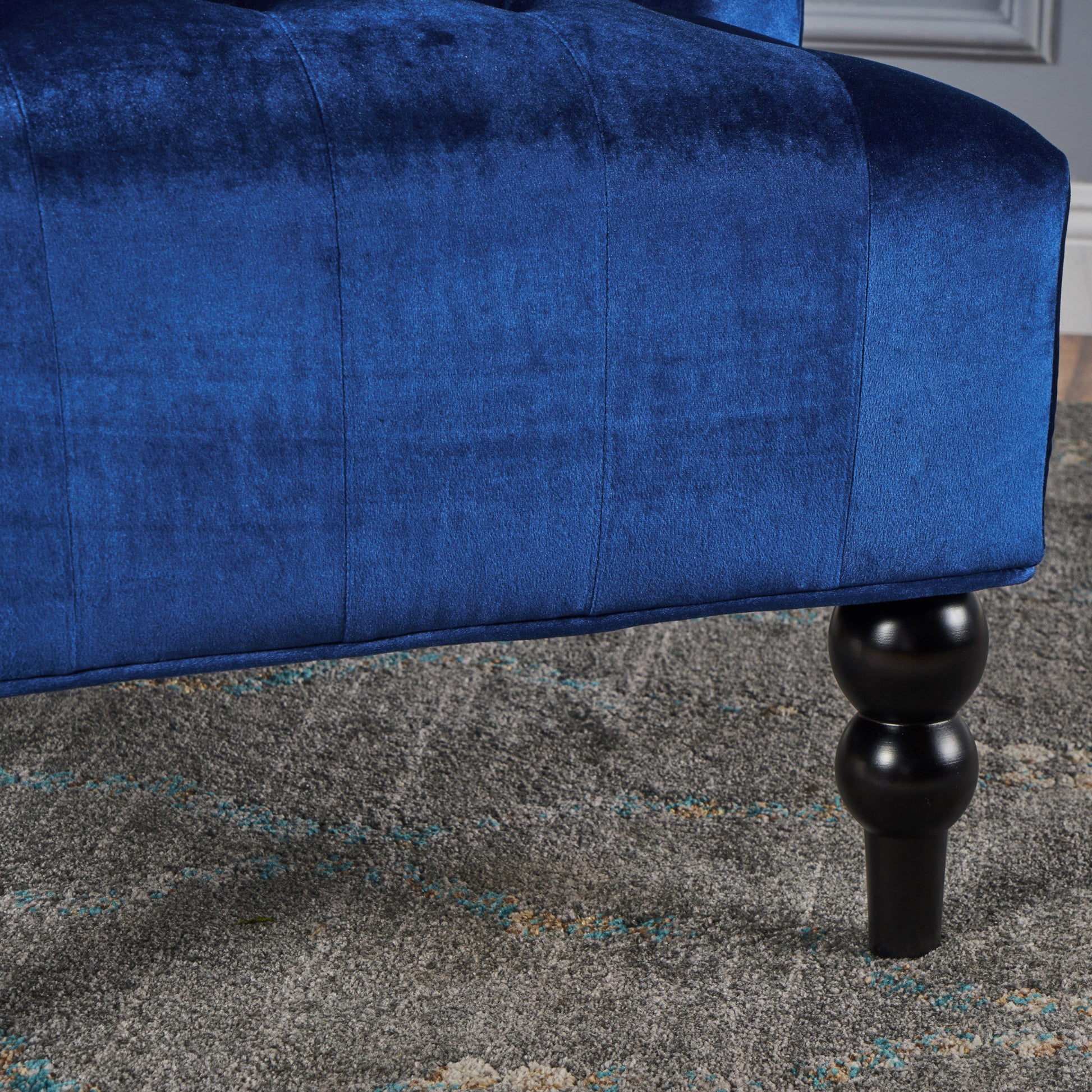 Upholstered Side Chair Navy Blue Velvet