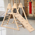 4 In 1 Juniper Indoor Play Gym Jungle Gym Playset With Baby Swing, Slide, Ladder, And Climbing Wall Foldable Wooden Playset Indoor Jungle Gym For Kids Natural Wood Pine