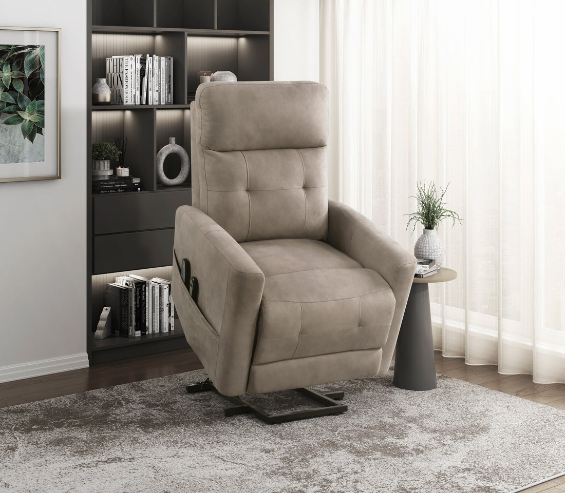 Power Lift Chair With Massage And Heat Comfort Brown Microfiber Upholstery Living Room Furniture 1Pc Power Reclining Motion Chair Brown Microfiber Wood Primary Living Space Plywood,Solid Wood