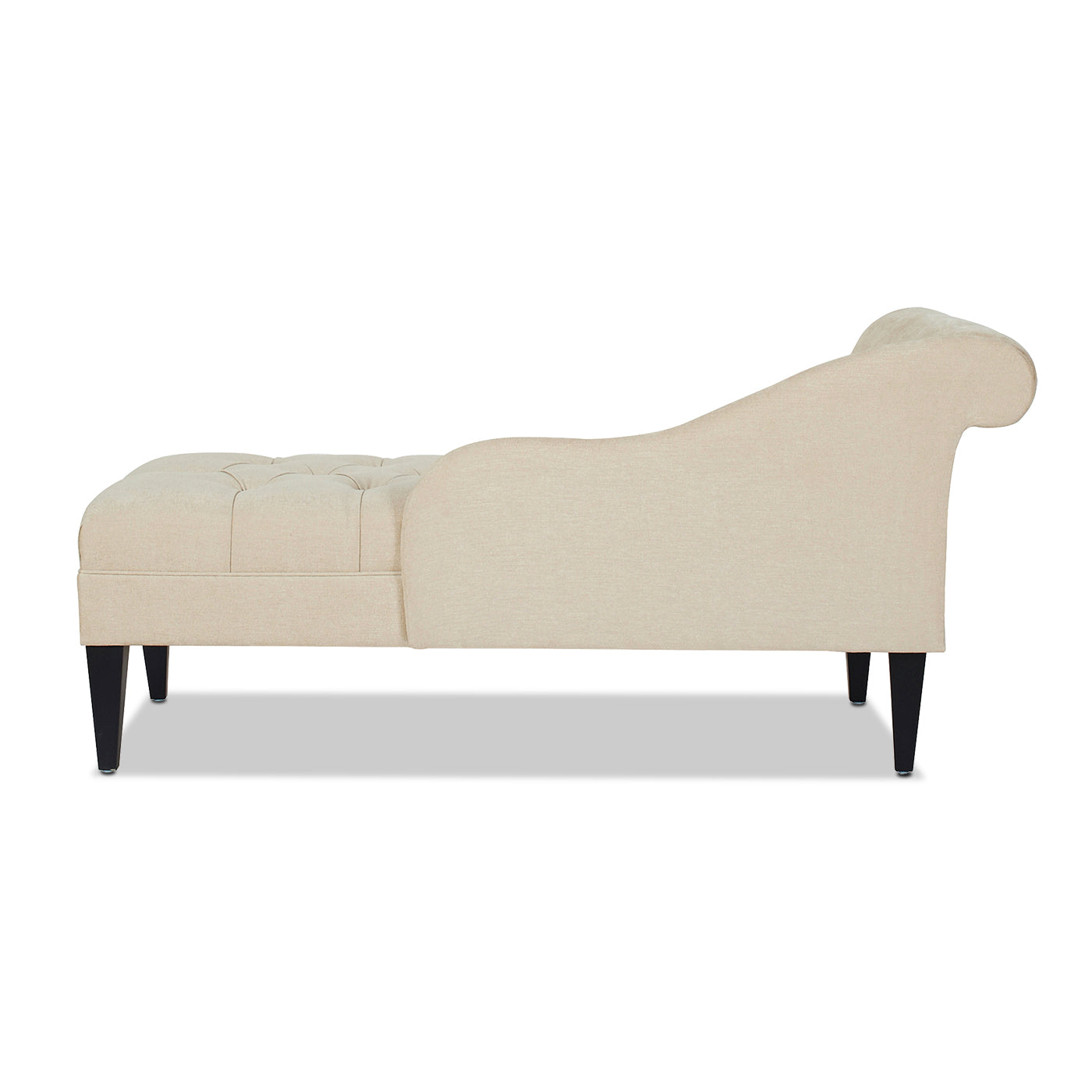 Harrison Tufted Roll Arm Chaise Lounge, Beige Chenille Beige Foam Chenille